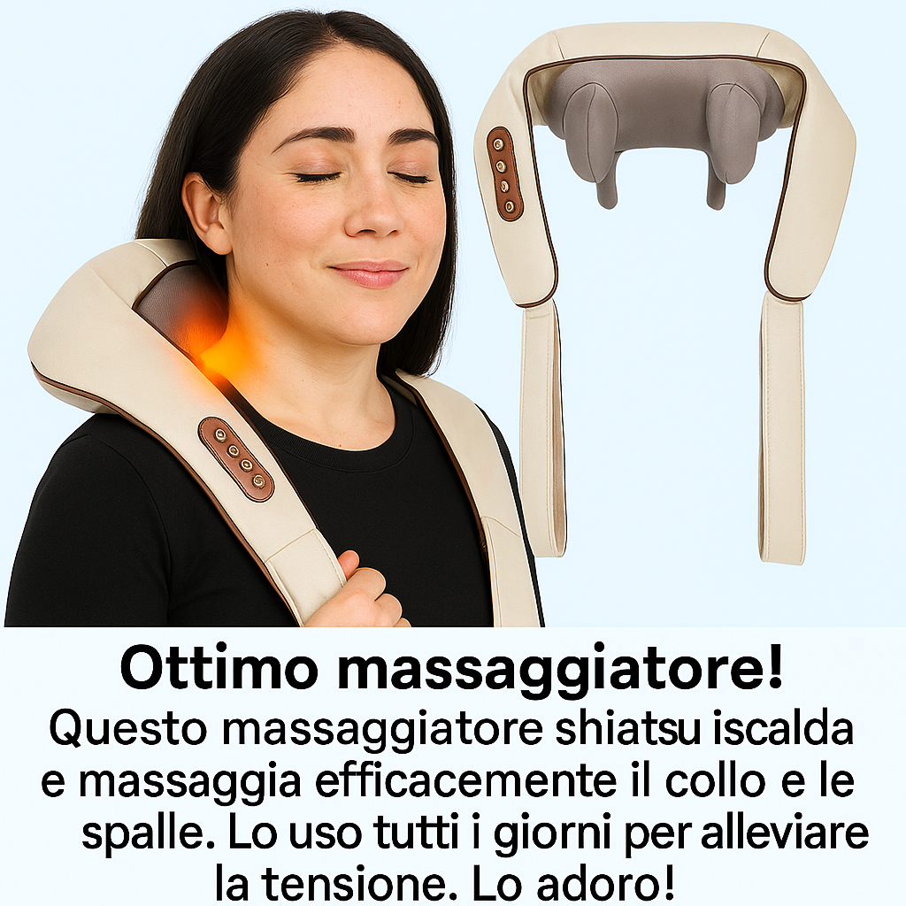Massaggiatore elettrico senza fili Shiatsu impastante 6D per collo, spalle, schiena, gambe e vita per un sollievo mirato dal dolore