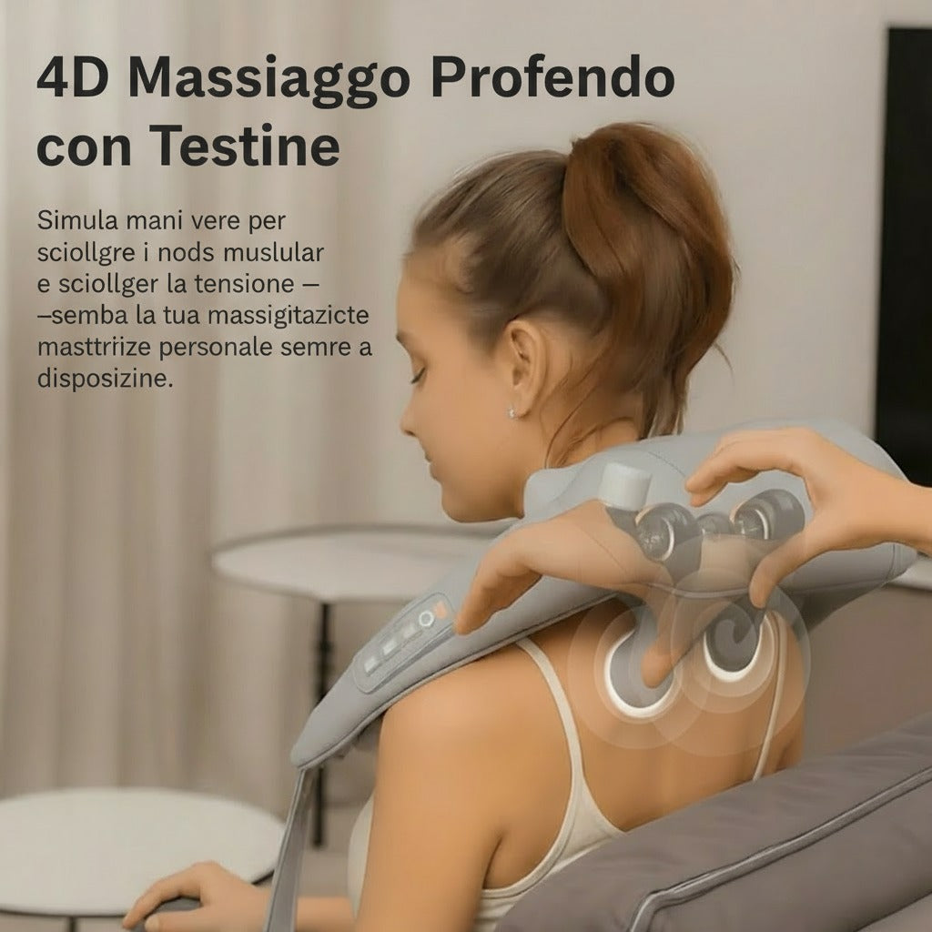 Massaggiatore elettrico senza fili Shiatsu impastante 6D per collo, spalle, schiena, gambe e vita per un sollievo mirato dal dolore