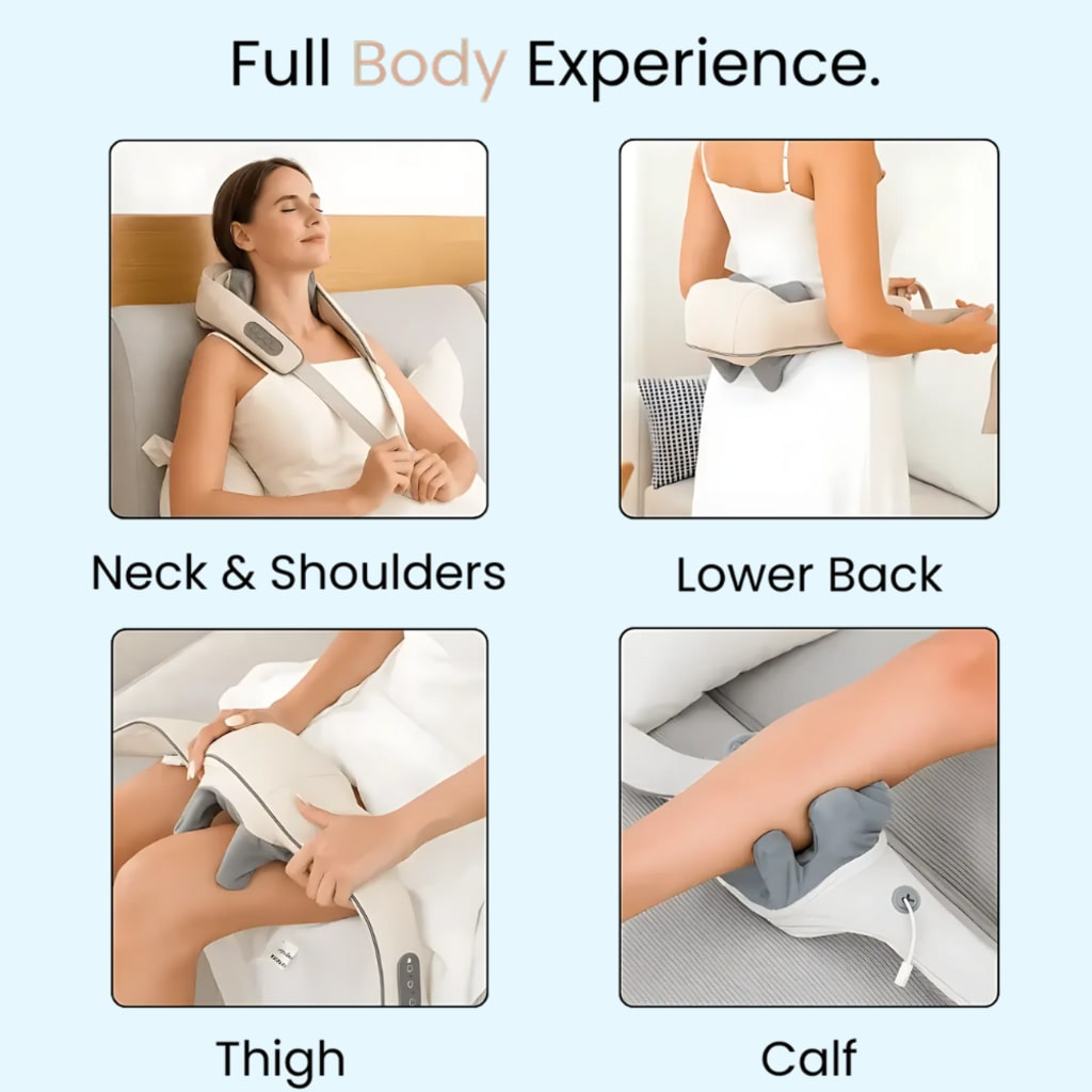Massaggiatore elettrico senza fili Shiatsu impastante 6D per collo, spalle, schiena, gambe e vita per un sollievo mirato dal dolore